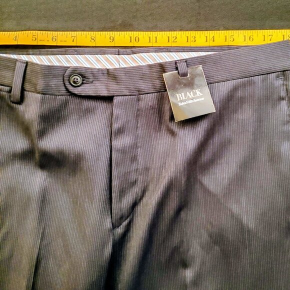 Saks Fifth Avenue, NWT, Navy Blue fine line pinstripe, 36 waist unhemmed - Picture 3 of 9